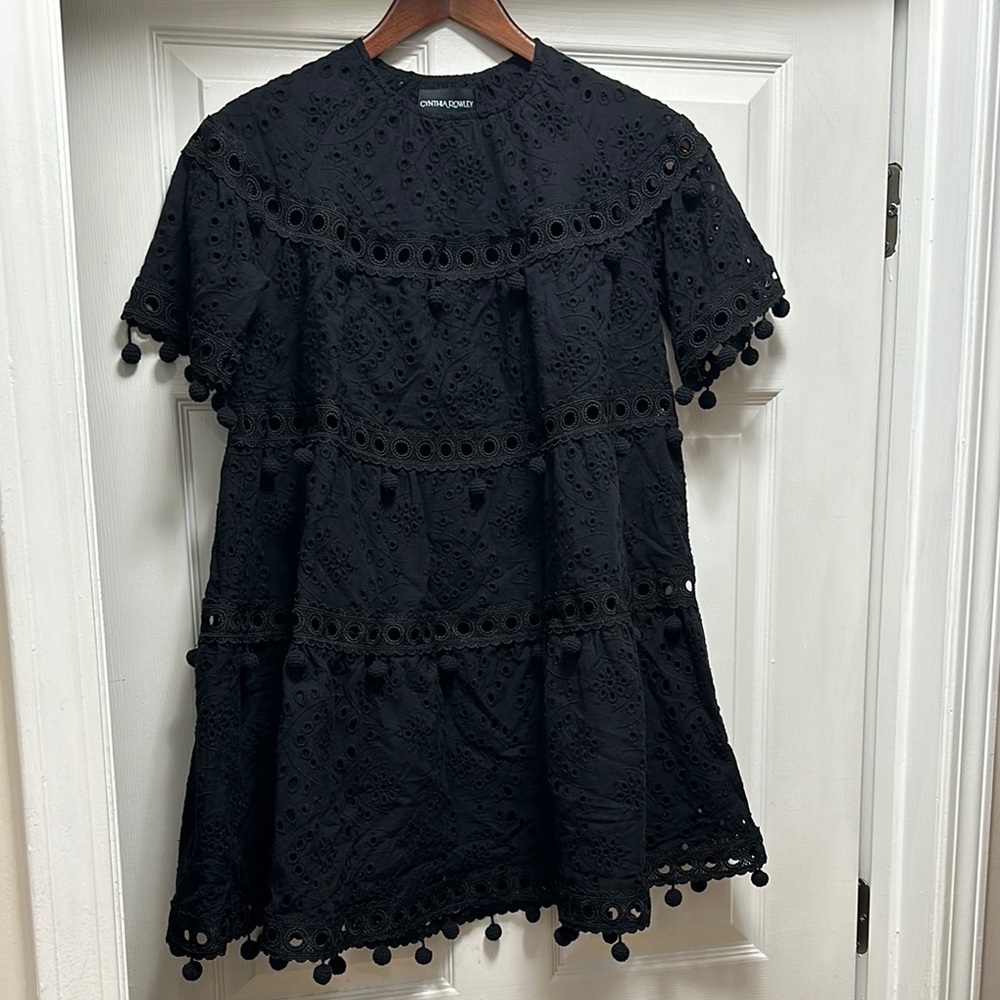 Chicwish Black Lace Pom-Pom Trim Top